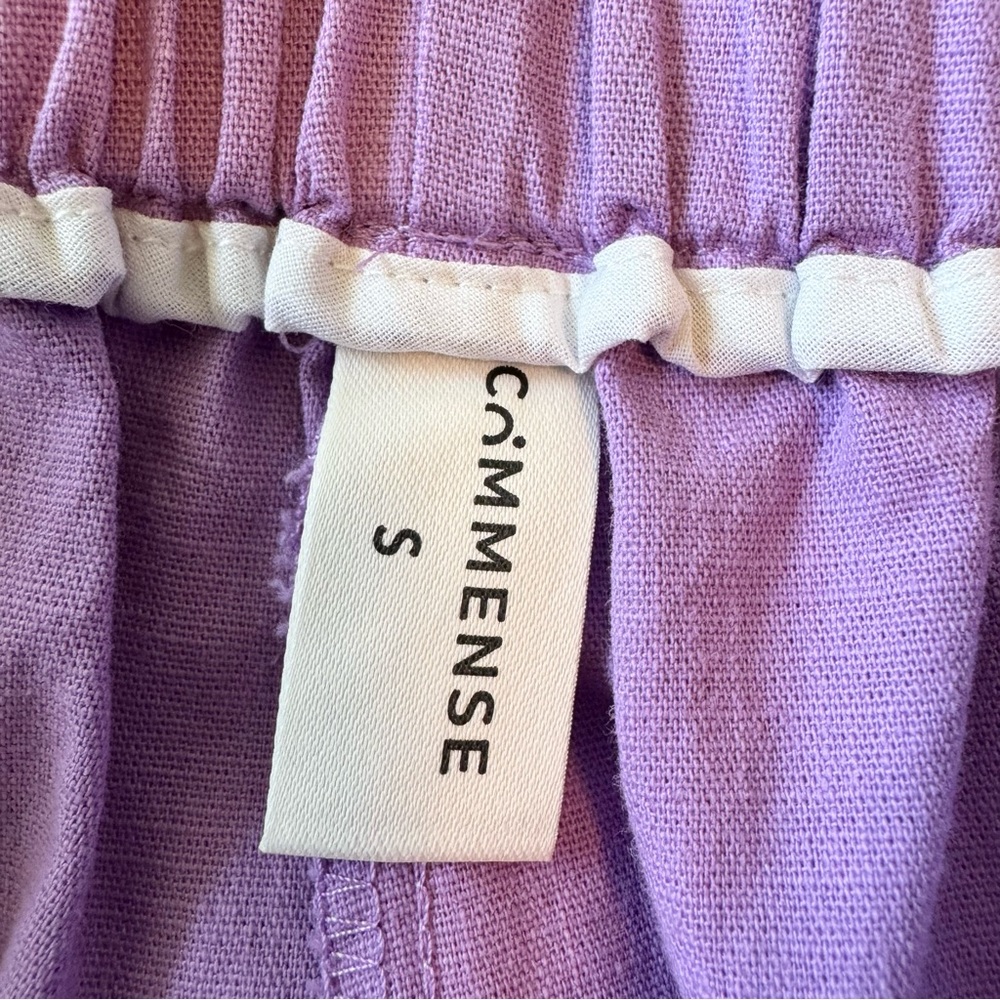 Commense Light Purple Lilac Cotton Pleated Pants Trousers pockets elastic, Small - Picture 8 of 10